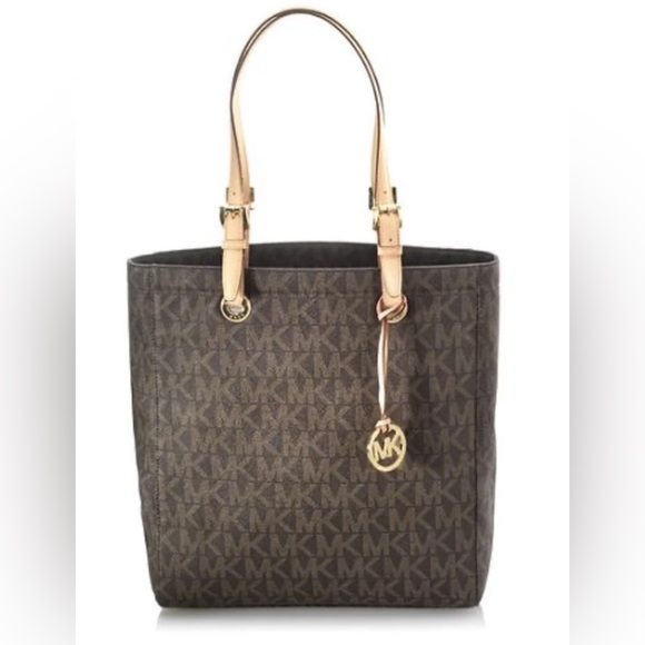 Michael Kors Handbags - Michael Kors Signature Leather Jet Set Tote Brown Shoulder Bag